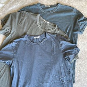 Buck Mason THREE men’s Pima curved hem T shirts